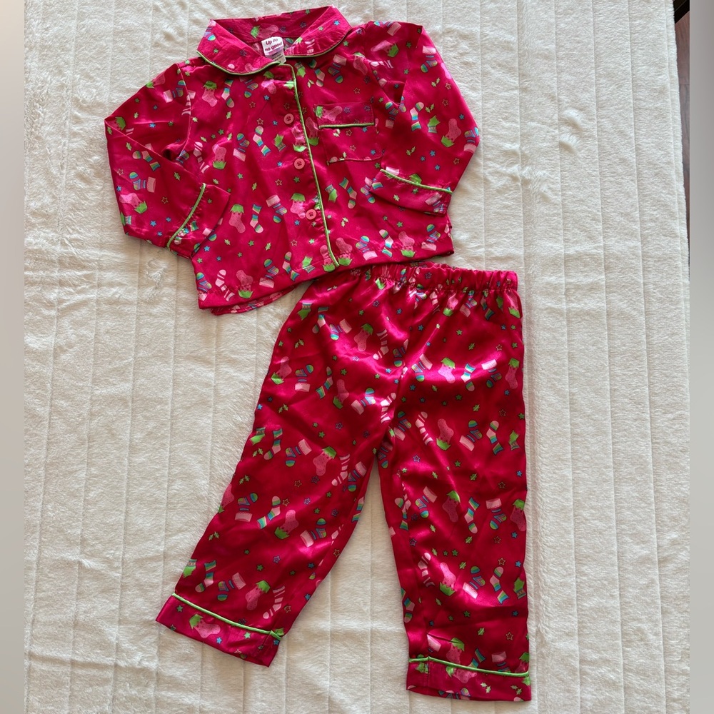 Festive Christmas Kids Pajama Set in Pink